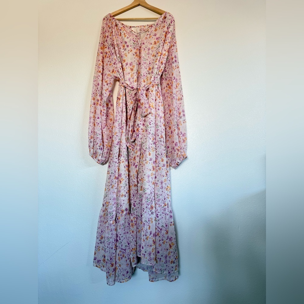 Ivy City Co Imogen maxi dress in blush floral long sleeve dress plus size 3X - Picture 5 of 11